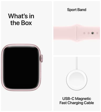 Apple Watch S9 45mm GPS (Pink Alu/Light Pink Sportsbånd) S/M