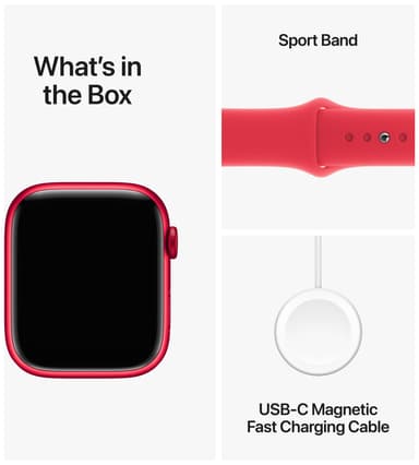 Apple Watch S9 45mm GPS (RED Alu/RED Sportsbånd) M/L