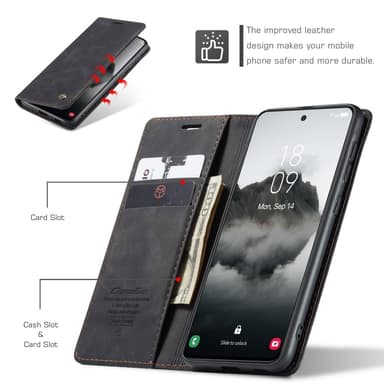 CASEME Retro Pung Taske til Samsung Galaxy S24 FE - Sort