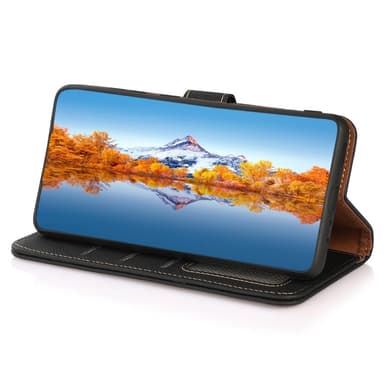 KHAZNEH Til Samsung Galaxy S24 FE Etui i Ægte Koskind med Pungfunktion - Sort