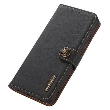 KHAZNEH Til Samsung Galaxy S24 FE Etui i Ægte Koskind med Pungfunktion - Sort