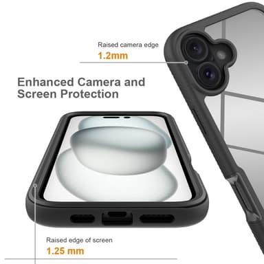Etui Cover til iPhone 16 Plus PC+TPU Gennemsigtigt telefoncover + PET-skærmfilm