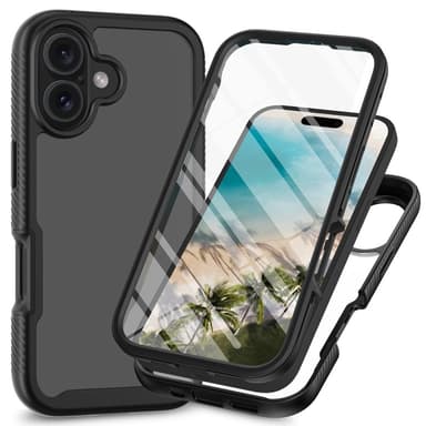 Etui Cover til iPhone 16 Plus PC+TPU Gennemsigtigt telefoncover + PET-skærmfilm