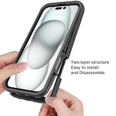 Etui Cover til iPhone 16 Plus PC+TPU Gennemsigtigt telefoncover + PET-skærmfilm