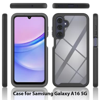 SKALO Samsung A16 Stødsikker Clear Hybrid Cover + Skaermbeskyttelse - Sort