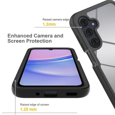 SKALO Samsung A16 Stødsikker Clear Hybrid Cover + Skaermbeskyttelse - Sort
