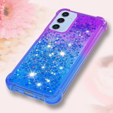 SKALO Samsung A16 Kvicksand Glitter Hjerter TPU Cover - Lilla-Blå