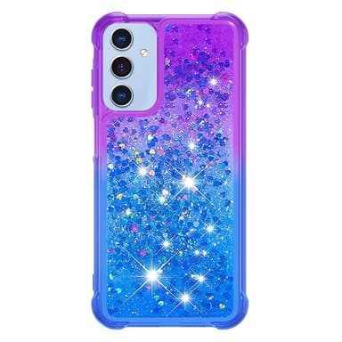 SKALO Samsung A16 Kvicksand Glitter Hjerter TPU Cover - Lilla-Blå