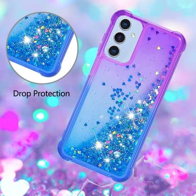 SKALO Samsung A16 Kvicksand Glitter Hjerter TPU Cover - Lilla-Blå