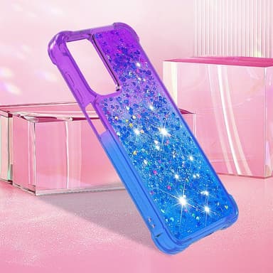 SKALO Samsung A16 Kvicksand Glitter Hjerter TPU Cover - Lilla-Blå