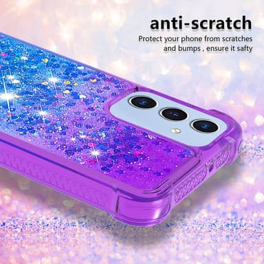 SKALO Samsung A16 Kvicksand Glitter Hjerter TPU Cover - Lilla-Blå