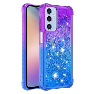 SKALO Samsung A16 Kvicksand Glitter Hjerter TPU Cover - Lilla-Blå