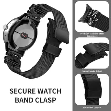 Urrem i rustfrit stål til Google Pixel Watch1/2 Sort