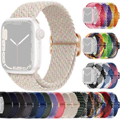 SKALO Flettet Rem Apple Watch SE 44mm - Hvid-Prikker