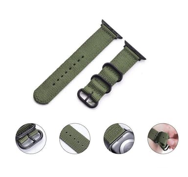 SKALO Nato-armbånd Nylon Apple Watch Series 4-6 44mm - Grøn
