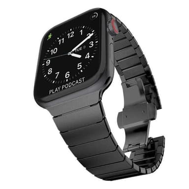 SKALO Metalarmbånd ""Flat"" Apple Watch SE 44mm - Sort