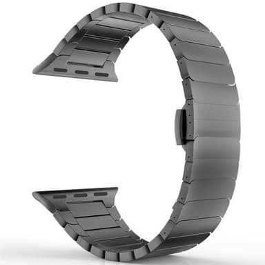 SKALO Metalarmbånd ""Flat"" Apple Watch SE 44mm - Sort