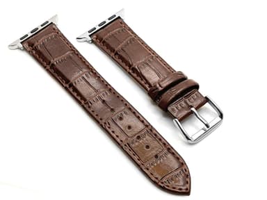 SKALO Læderrem med krokodillemønster Apple Watch Series 7-9 41mm - Brun