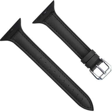 SKALO Smalt Læderarmbånd Apple Watch Series 7-9 45mm - Sort