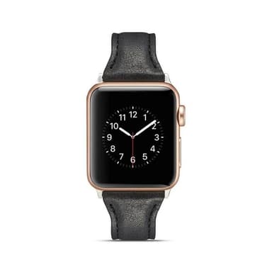 SKALO Smalt Læderarmbånd Apple Watch Series 7-9 45mm - Sort