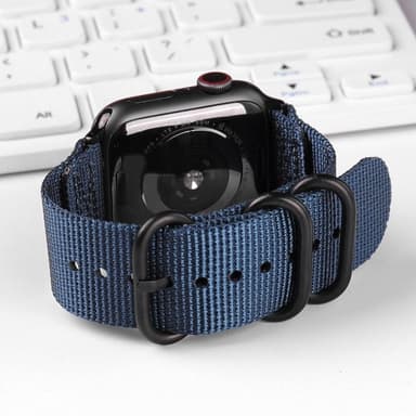 SKALO Nato-armbånd Nylon Apple Watch Series 7-9 45mm - Blå