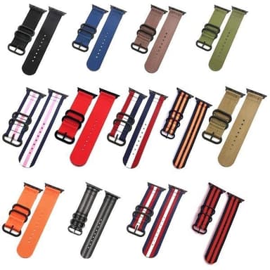 SKALO Nato-armbånd Nylon Apple Watch Series 7-9 45mm - Blå