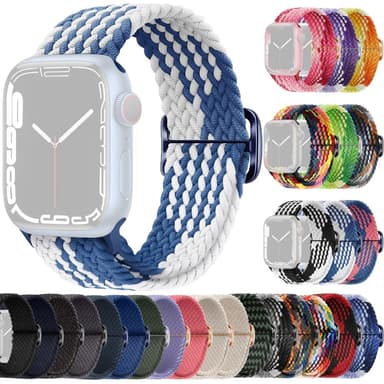 SKALO Flettet Rem Apple Watch SE 44mm - Blå-Hvid
