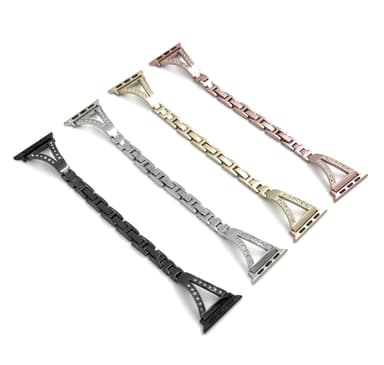 SKALO Smalt Metalarmbånd Bling Apple Watch Series 4-6 40mm - Sølv