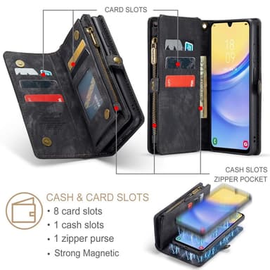 CaseMe Samsung A16 008 BIg Wallet 2in1 Magnet Flip Cover - Sort