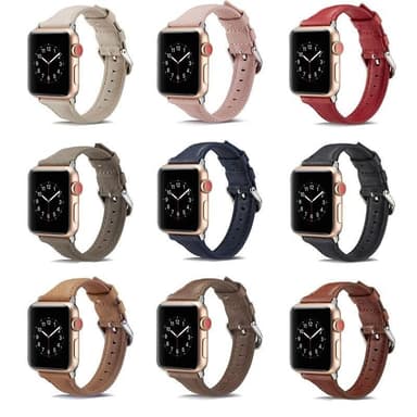 SKALO Smalt Læderarmbånd Apple Watch Series 7-9 45mm - Lys brun