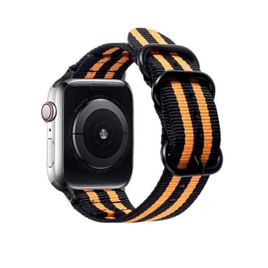 SKALO Nato-armbånd Nylon Apple Watch Series 4-6 40mm - Sort-Orange