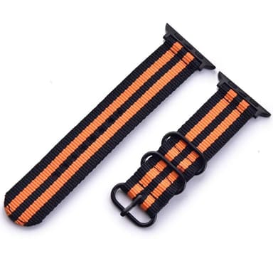 SKALO Nato-armbånd Nylon Apple Watch Series 4-6 44mm - Sort-Orange