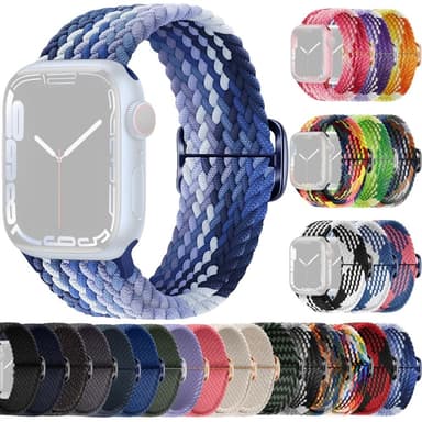 SKALO Flettet Rem Apple Watch Series 4-6 44mm - Blå-Lyseblå