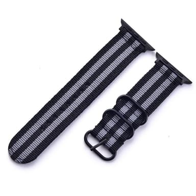 SKALO Nato-armbånd Nylon Apple Watch Series 4-6 40mm - Sort-Grå