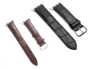 SKALO Læderrem med krokodillemønster Apple Watch Series 7-9 45mm - Sort