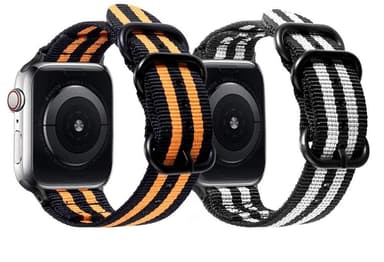 SKALO Nato-armbånd Nylon Apple Watch Series 4-6 40mm - Sort-Grå