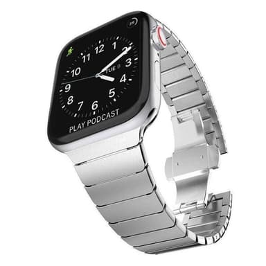 SKALO Metalarmbånd ""Flat"" Apple Watch Series 10 42mm - Sølv