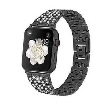SKALO Link armbånd Bling Apple Watch Series 4-6 44mm - Sort