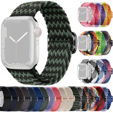 SKALO Flettet Rem Apple Watch Series 7-9 41mm - Grøn-Sort