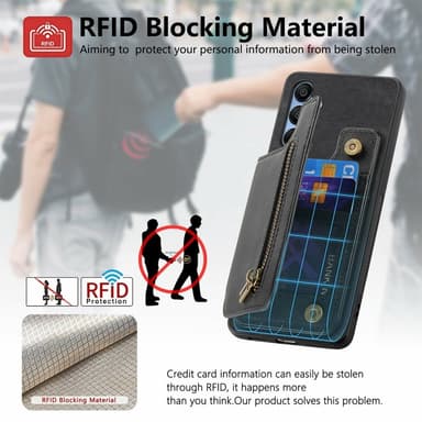 SKALO Samsung A16 PU-læder Cover med Pung - Sort