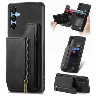 SKALO Samsung A16 PU-læder Cover med Pung - Sort