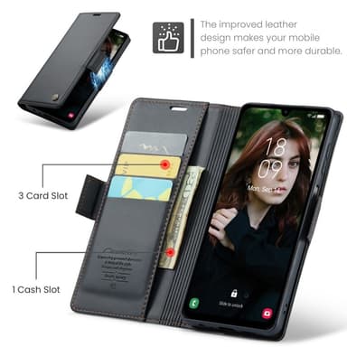 CaseMe Samsung A16 023 Series PU-Läder Flip Cover - Sort
