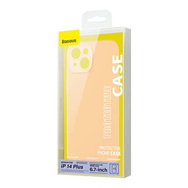 Baseus Liquid Silica Gel Cover til iPhone 14 Plus (sunglow)+ hærdet glas + rengøringssæt