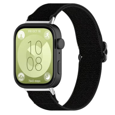 Elastisk nylonurrem til Huawei Watch Fit 3 Sort
