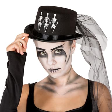 Skelet med tophat Halloweenkostume - M