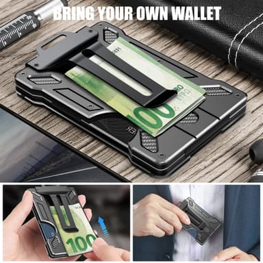 RFID kreditkortholder med Cash Clip 6 kort Sort