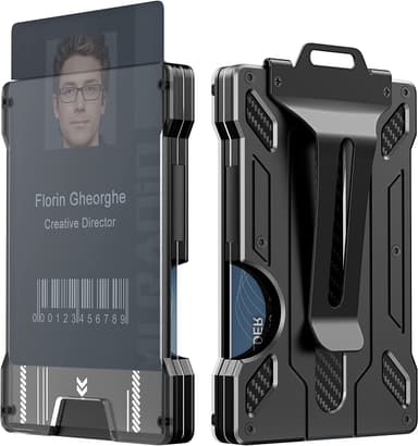 RFID kreditkortholder med Cash Clip 6 kort Sort