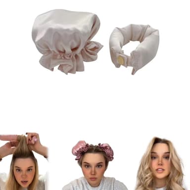 1-sæt Satin Heatless Hair Curler til at sove om natten Champagne