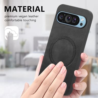SKALO Google Pixel 9/9 Pro PU læder Hybrid Cover - Sort