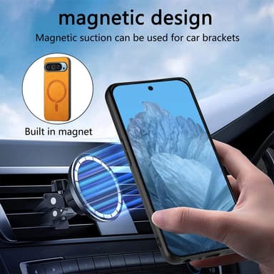 SKALO Google Pixel 9/9 Pro PU læder Hybrid Cover - Sort